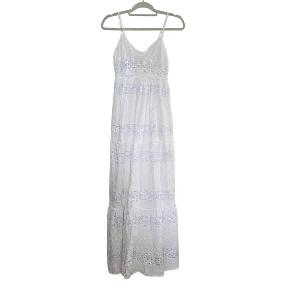 Jessica Simpson Women's Size Small White Eyelet Lace Maxi Sundress